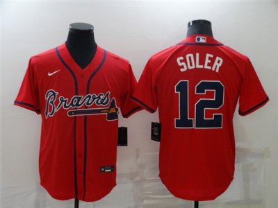 Atlanta Braves #12 Jorge Soler Red Cool Base Jersey