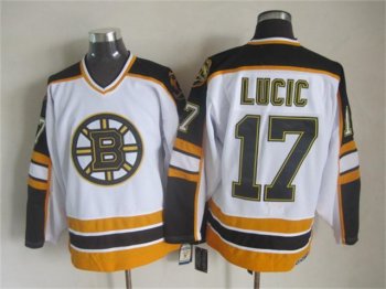 Boston Bruins #17 Milan Lucic 2000's Vintage CCM White Jersey