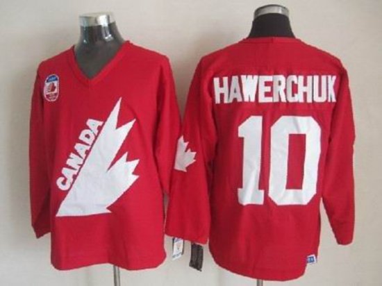 1991 Canada Cup Team Canada #10 Dale Hawerchuk CCM Vintage Red Hockey Jersey