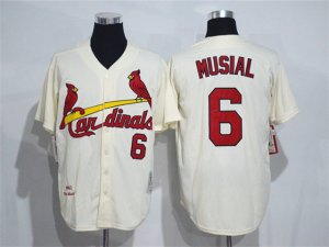 St. Louis Cardinals #6 Stan Musial Throwback Cream Jersey