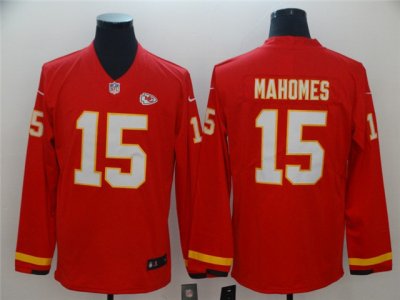Kansas City Chiefs #15 Patrick Mahomes Red Therma Long Sleeve Jersey