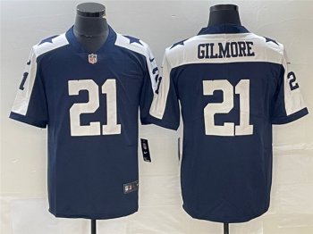 Dallas Cowboys #21 Stephon Gilmore Thanksgiving Blue Vapor Limited Jersey