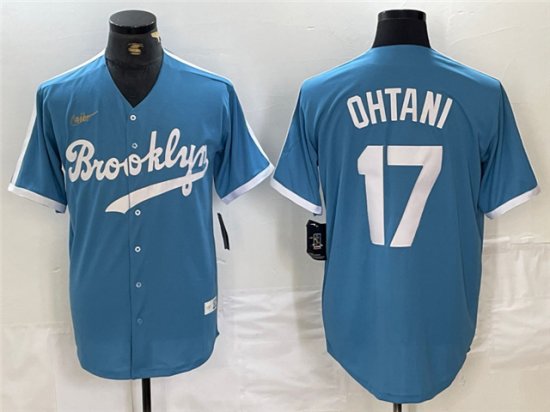 Los Angeles Dodgers #17 Shohei Ohtani Light Blue Cooperstown Collection Jersey
