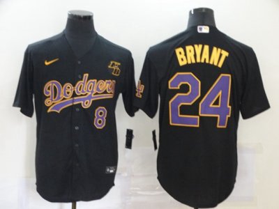 Los Angeles Dodgers #24 Kobe Bryant Black/Purple KB Cool Base Jersey