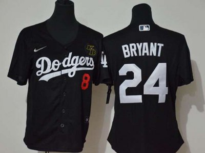 Women's Los Angeles Dodgers #24 Kobe Bryant Black 2020 KB Cool Base Jersey