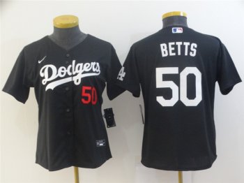 Womens Los Angeles Dodgers #50 Mookie Betts Black Cool Base Jersey