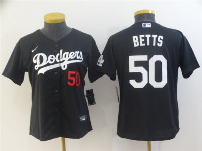 Women's Los Angeles Dodgers #50 Mookie Betts Black 2020 Cool Base Jersey