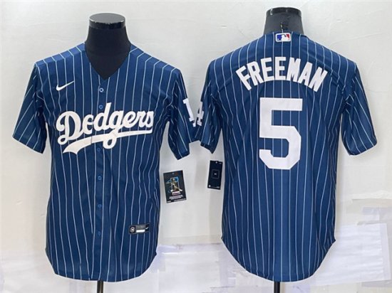 Los Angeles Dodgers #5 Freddie Freeman Blue Pinstripe Cool Base Jersey