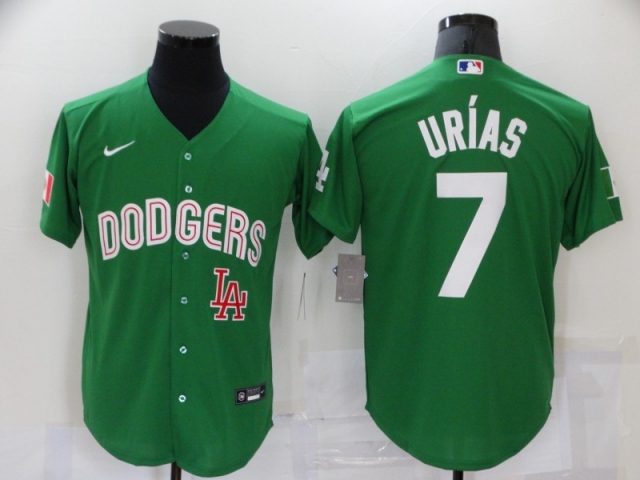 Los Angeles Dodgers #7 Julio Urias Green Cool Base Jersey - Click Image to Close