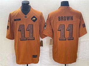 Philadelphia Eagles #11 A.J. Brown 2023 Brown Salute To Service Limited Jersey