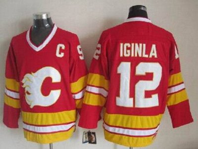 Calgary Flames #12 Jarome Iginla 1989 CCM Vintage Red Jersey
