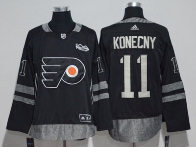 Philadelphia Flyers #11 Travis Konecny Black 100 Anniversary Adidas Jersey
