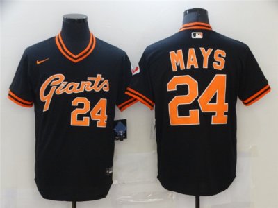 San Francisco Giants #24 Willie Mays Vintage Black Jersey