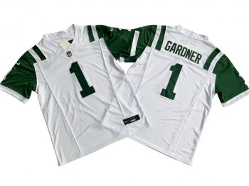 New York Jets #1 Sauce Gardner White Classic Vapor F.U.S.E. Limited Jersey