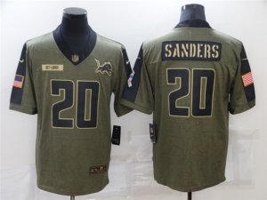 Detroit Lions #20 Barry Sanders 2021 Olive Salute To Service Limited Jersey