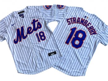 New York Mets #18 Darryl Strawberry White Cool Base Jersey