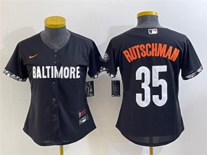 Womens Baltimore Orioles #35 Adley Rutschman Black 2023 City Connect Jersey