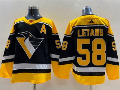 Pittsburgh Penguins #58 Kris Letang Black 2022/23 Reverse Retro Jersey