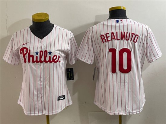 Womens Philadelphia Phillies #10 J.T. Realmuto White Cool Base Jersey