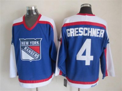 New York Rangers #4 Ron Greschner 1977 CCM Throwback Blue Jersey