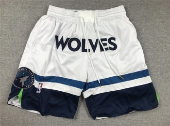 Minnesota Timberwolves WOLVES White Basketball Shorts