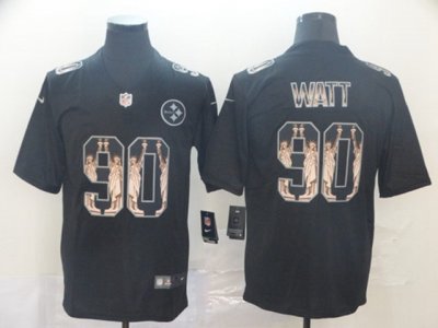 Pittsburgh Steelers #90 T. J. Watt Black Statue Of Liberty Limited Jersey