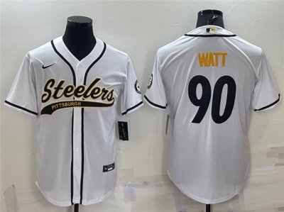 Pittsburgh Steelers #90 T.J. Watt White Baseball Cool Base Jersey