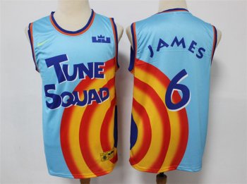 Space Jam: A New Legacy Tune Squad #6 LeBron James Blue Movie Basketball Jersey