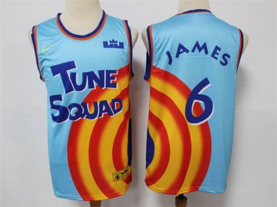 Space Jam: A New Legacy Tune Squad #6 LeBron James Blue Movie Basketball Jersey