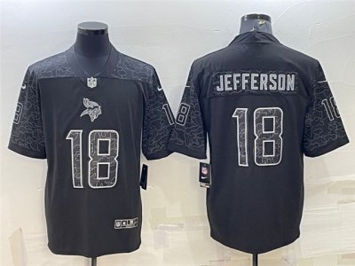 Minnesota Vikings #18 Justin Jefferson Black RFLCTV Limited Jersey