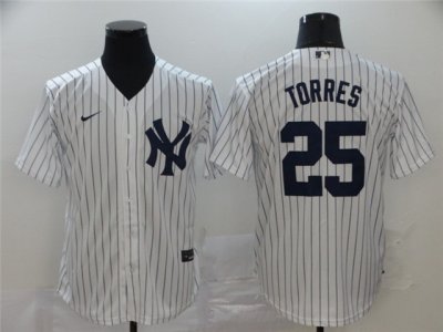 New York Yankees #25 Gleyber Torres White Cool Base Jersey