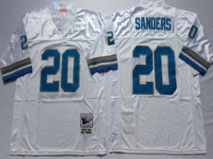 Detroit Lions #20 Barry Sanders Throwback White Jersey