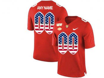 NCAA Pittsburgh Panthers Custom #00 Red Printed Usa Flag College Football Jersey