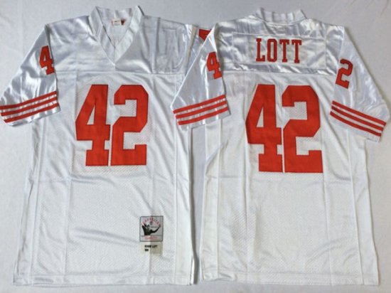 San Francisco 49ers #42 Ronnie Lott White Throwback Jersey