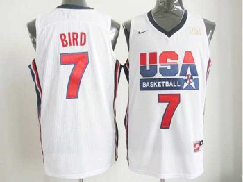 1992 Olympic Team USA #7 Larry Bird White Jersey