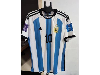 National Argentina #10 Messi Home Blue/White 2022/23 Soccer 3 Stars Jersey