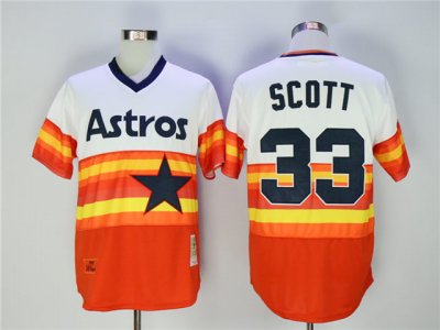 Houston Astros #33 Mike Scott Orange Cooperstown Collection Throwback Jersey