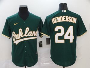 Oakland Athletics #24 Rickey Henderson Alternate Green Cool Base Jersey