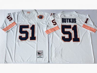 Chicago Bears #51 Dick Butkus Throwback White Jersey