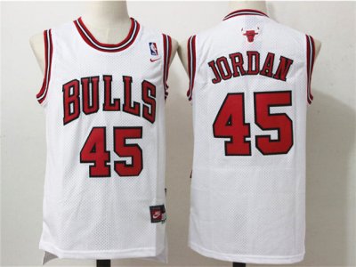 Chicago Bulls #45 Michael Jordan Throwback White Jersey