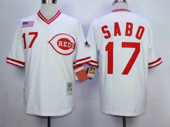 Cincinnati Reds #17 Chris Sabo 1990 Throwback White Jersey