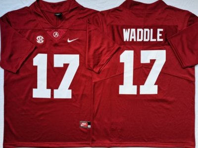 NCAA Alabama Crimson Tide #17 Jaylen Waddle Red College Football Jersey