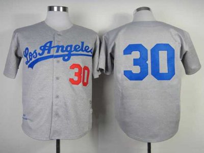 Los Angeles Dodgers #30 Maury Wills 1963 Throwback Grey Jersey