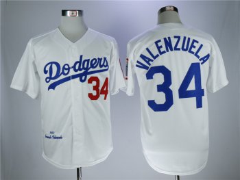 Los Angeles Dodgers #34 Fernando Valenzuela 1981 Throwback White Jersey