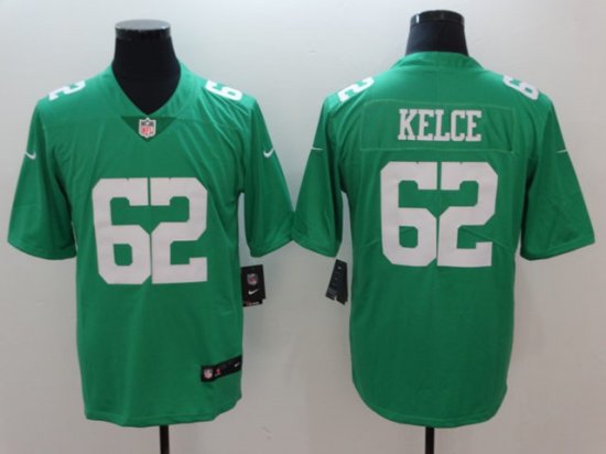 Philadelphia Eagles #62 Jason Kelce Throwback Green Vapor Untouchable Limited Jersey|PE62VUGG