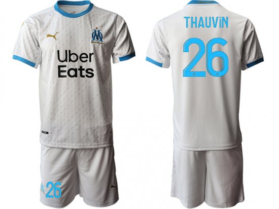 20/21 Club Olympique De Marseille #26 Thauvin Home White Soccer Jersey