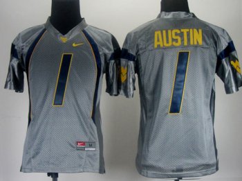 Youth NCAA West Virginia Mountaineers #1 Tavon Austin Gray Jersey