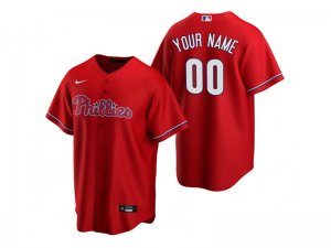 Philadelphia Phillies #00 Red Alternate Cool Base Custom Jersey