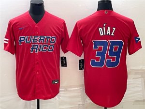 Puerto Rico #39 Edwin Díaz Red 2023 World Baseball Classic Jersey