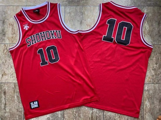 Slam Dunk Shohoku High School #10 Hanamichi Sakuragi Red Movie Basketball Jersey